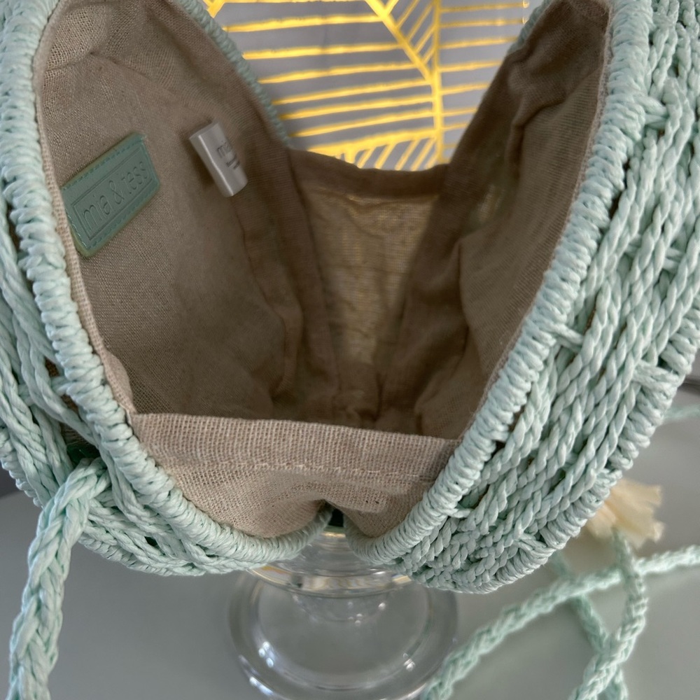 Mia & Tess NWT Mint Green Woven hard shell Round Purse - Picture 7 of 14